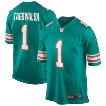 mens nike tua tagovailoa aqua miami dolphins alternate game